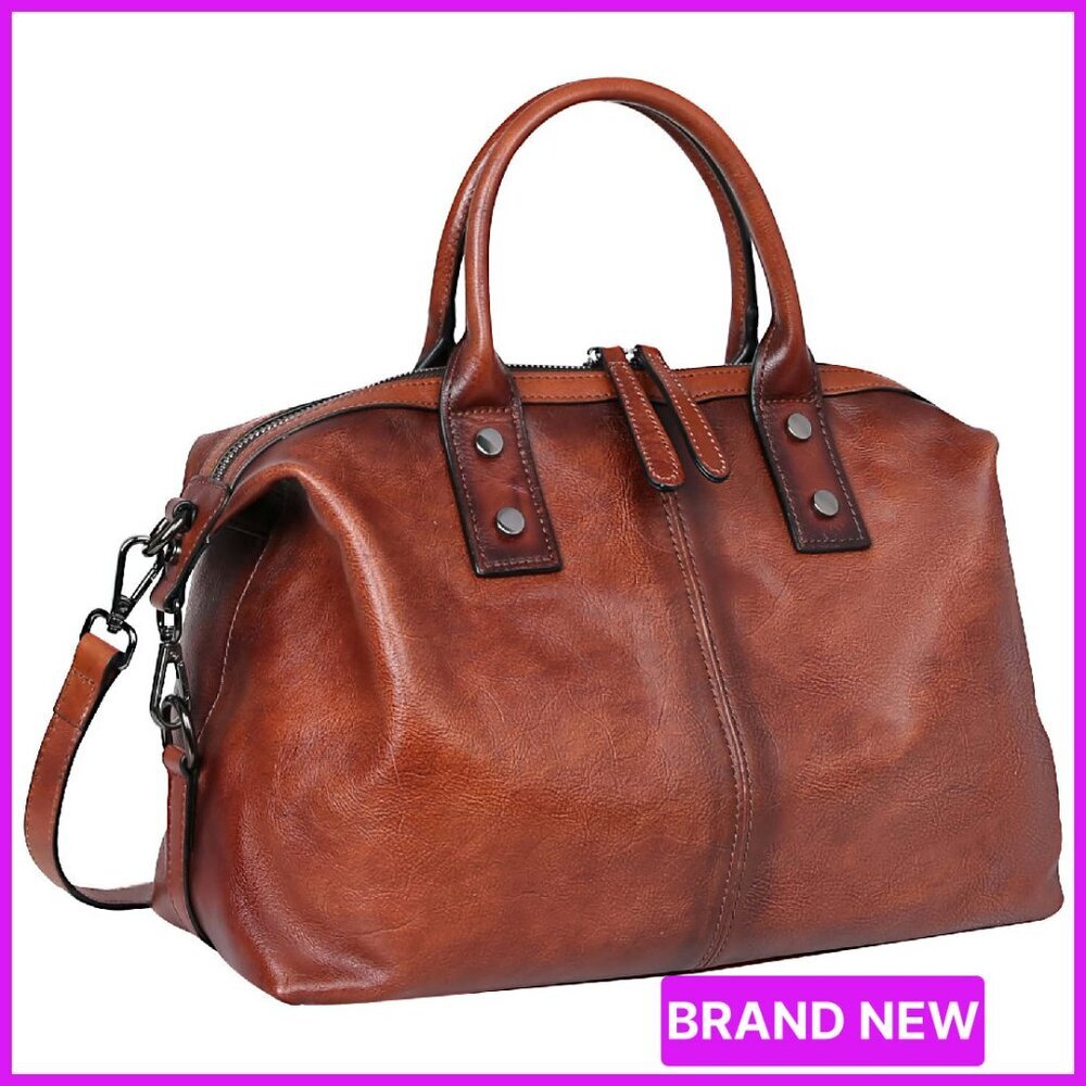 Genuine Leather Satchel Tote Handbag Large Capacity Crossbody Shoulder Bag